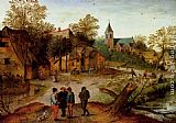 Pieter the Younger Brueghel A Village Landscape With Farmers painting
